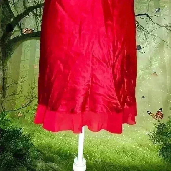 Y2k 90s Red Satin Mini Slip Dress By Inner Most - Picture 3 of 7